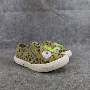 Carters Shoes Toddler 8 Sneakers Slip On Casual Googly Eye Dino Green Canvas